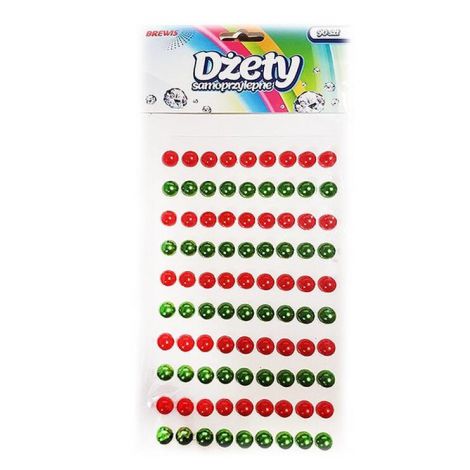 Dżety samoprzylepne Brewis Perełki, 90szt czerwone/zielone